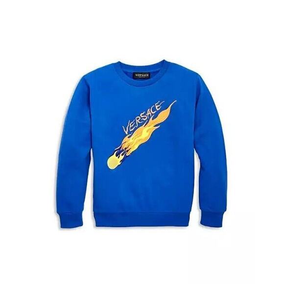 Versace Boys Meteor Logo Sweatshirt Blue Size 12A $380 - Picture 1 of 4